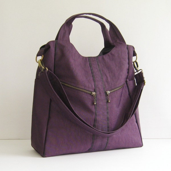 Donkerblauwe nylon crossbodytas – waterbestendige luiertas, lichtgewicht op maat gemaakte tas - ALLISON
