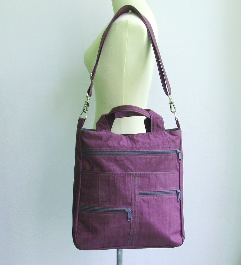 tote diaper bag crossbody bag school travel Sale Deep Plum Water-Resistant Messenger Bag shoulder bag Melissa laptop