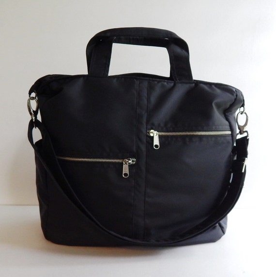 Black Water Resistant Tote, Purse, Messenger Bag, Crossbody
