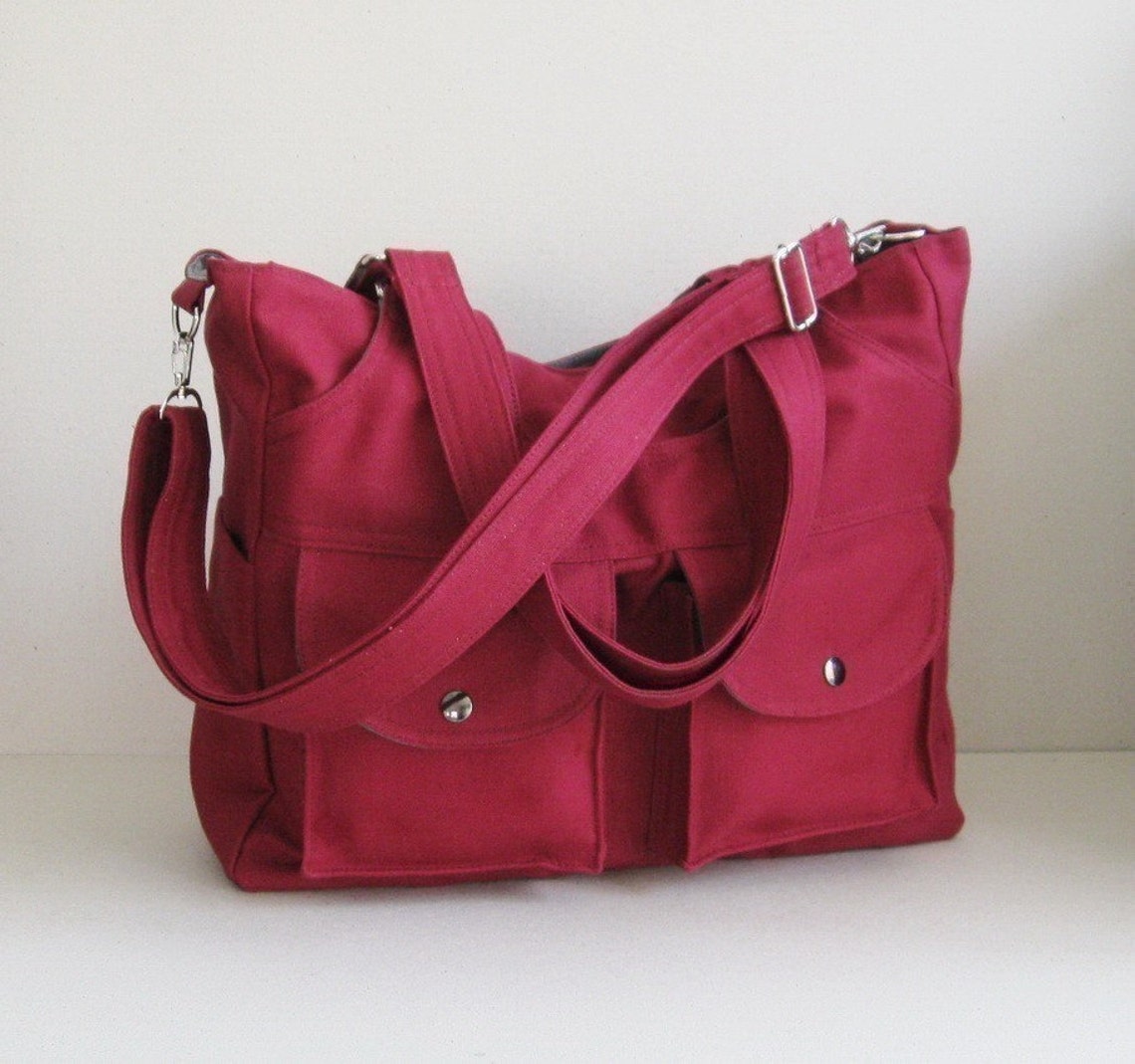 Sale Maroon Canvas All purpose Bag 3 Compartments Etsy