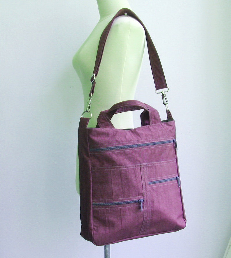 tote diaper bag crossbody bag school travel Sale Deep Plum Water-Resistant Messenger Bag shoulder bag Melissa laptop