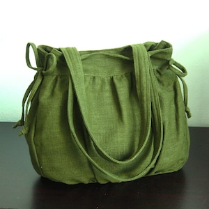 Forest Green Hemp Bag, women purse, tote, everyday bag, work bag, shoulder bag, carry all bag, natural fiber bag, light weight bag MANDY image 1