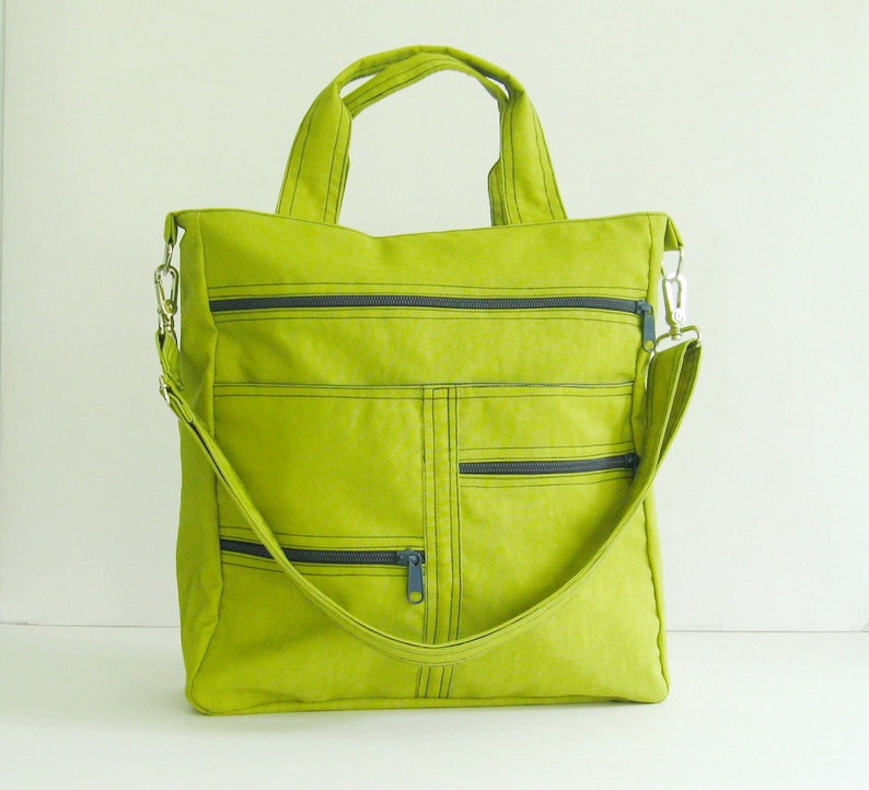 Apple Green Water-Resistant Nylon Bag laptop bag, Diaper bag, Messenger bag, Tote, Travel bag, Women work bag, everyday bag MELISSA image 1