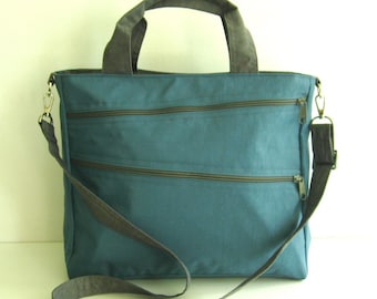 Water Resistant Nylon Bag in Dark Sky Blue - Diaper bag, Crossbody bag, Messenger bag, Laptop bag, Tote, women carry all bag - TAMPA