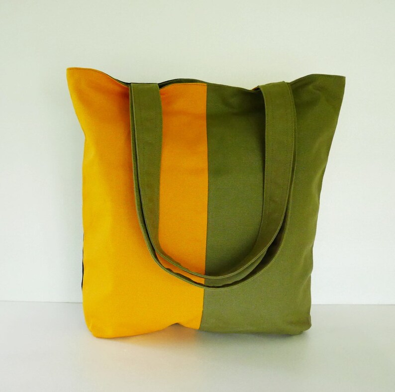 Mustard/dark olive/black tote bag shoulder bag carry all Etsy