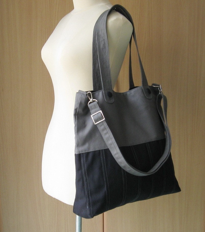 Black/Grey canvas tote bag purse women everyday bag cross | Etsy