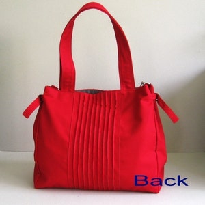 Red canvas messenger school bag Shoulder bag with pockets, Diaper bag, Crossbody bag, Tote, Travel bag, Women everyday bag, CARRIE image 3