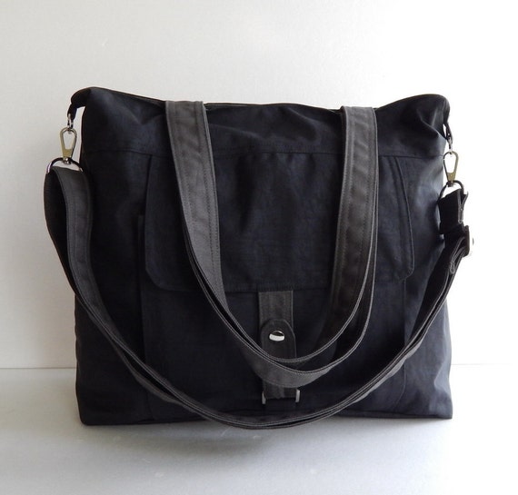 Sale Water-Resistant Bag in black messenger bag tote | Etsy