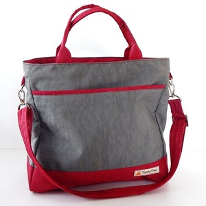 Graue Wasserfeste Nylontasche - Messengertasche, Tote, Reisetasche, Kleine Wickeltasche, Crossbody tasche, Frauenalltagstasche, Handgemacht - CINDY