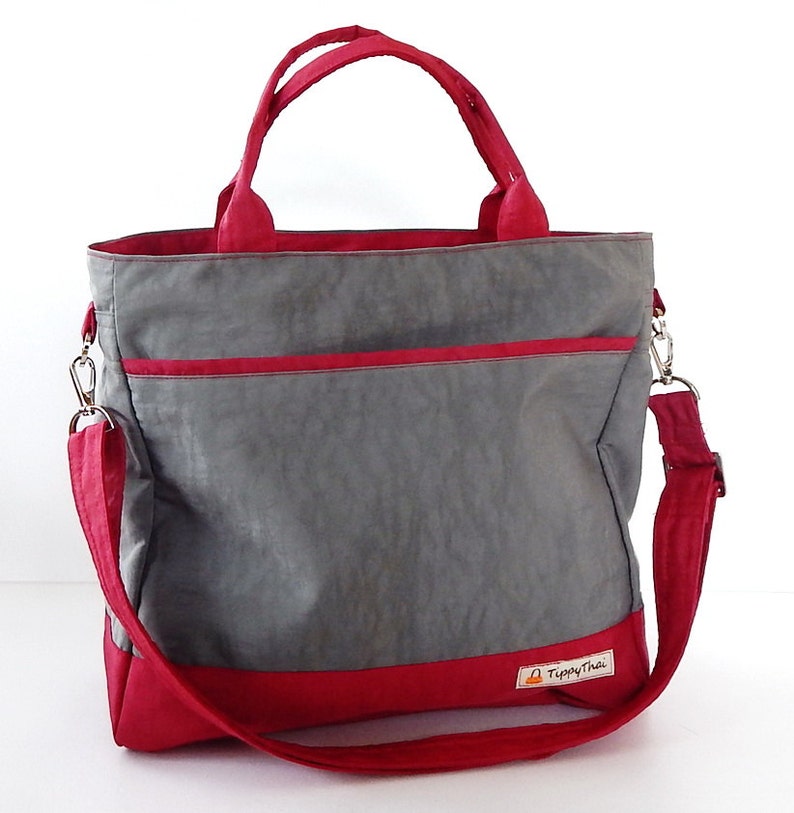 Grey Water-Resistant nylon bag Messenger bag, Tote, Travel bag, Small diaper bag, Crossbody bag, Women everyday bag, carry on bag CINDY image 1