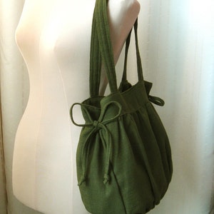 Forest Green Hemp Bag, women purse, tote, everyday bag, work bag, shoulder bag, carry all bag, natural fiber bag, light weight bag MANDY zdjęcie 3