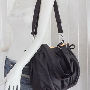Grey canvas crossbody bag, small diaper bag with adjustable strap, shoulder bag, gift for her, messenger bag, travel hobo bag Pumpkin image 4