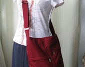 Zipper Closure Maroon Cotton Twill Messenger Bag, Cross Body