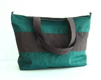 Dunkel Teal Wasserfeste Nylon Einkaufstasche: Große Übernachtung, Reisetasche, Strandtasche - JUNI