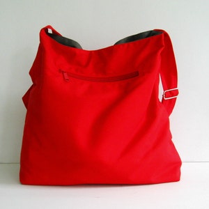 Red Cotton Twill Crossbody Bag, everday bag, messenger bag, bow, adjustable strap, shoulder bag, gift for women, travel bag Ninny zdjęcie 3
