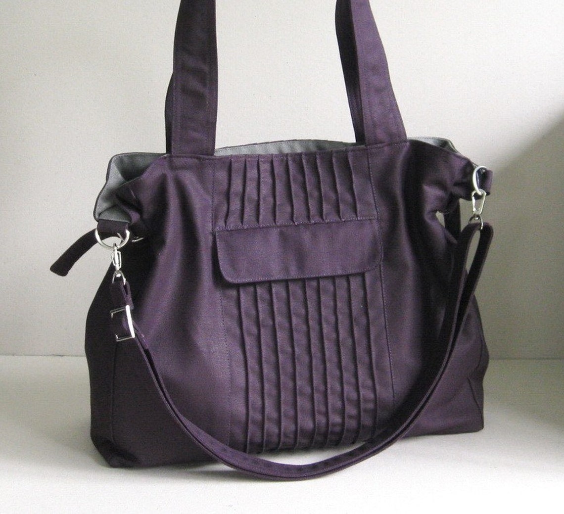 Deep Purple canvas tote bag messenger bag for women travel Etsy