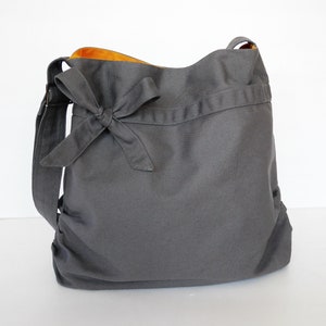 Graue Canvas Tasche, leichte Tasche, Frauen Umhängetasche, Geschenk für Frauen, Tasche mit Schleife, Crossbody tasche, Schultertasche, einzigartiges Geschenk - DESSERT