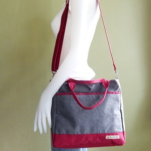 Grey Water-Resistant nylon bag Messenger bag, Tote, Travel bag, Small diaper bag, Crossbody bag, Women everyday bag, carry on bag CINDY image 4