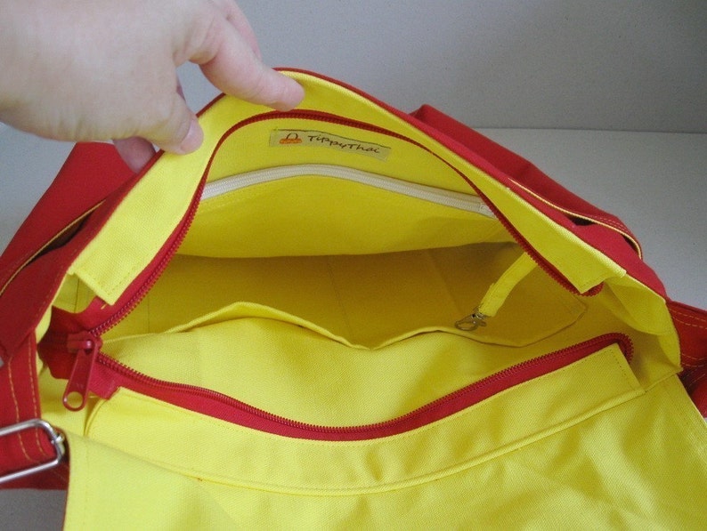 Sale Red Cotton Twill Messenger Bag tote shoulder bag Etsy