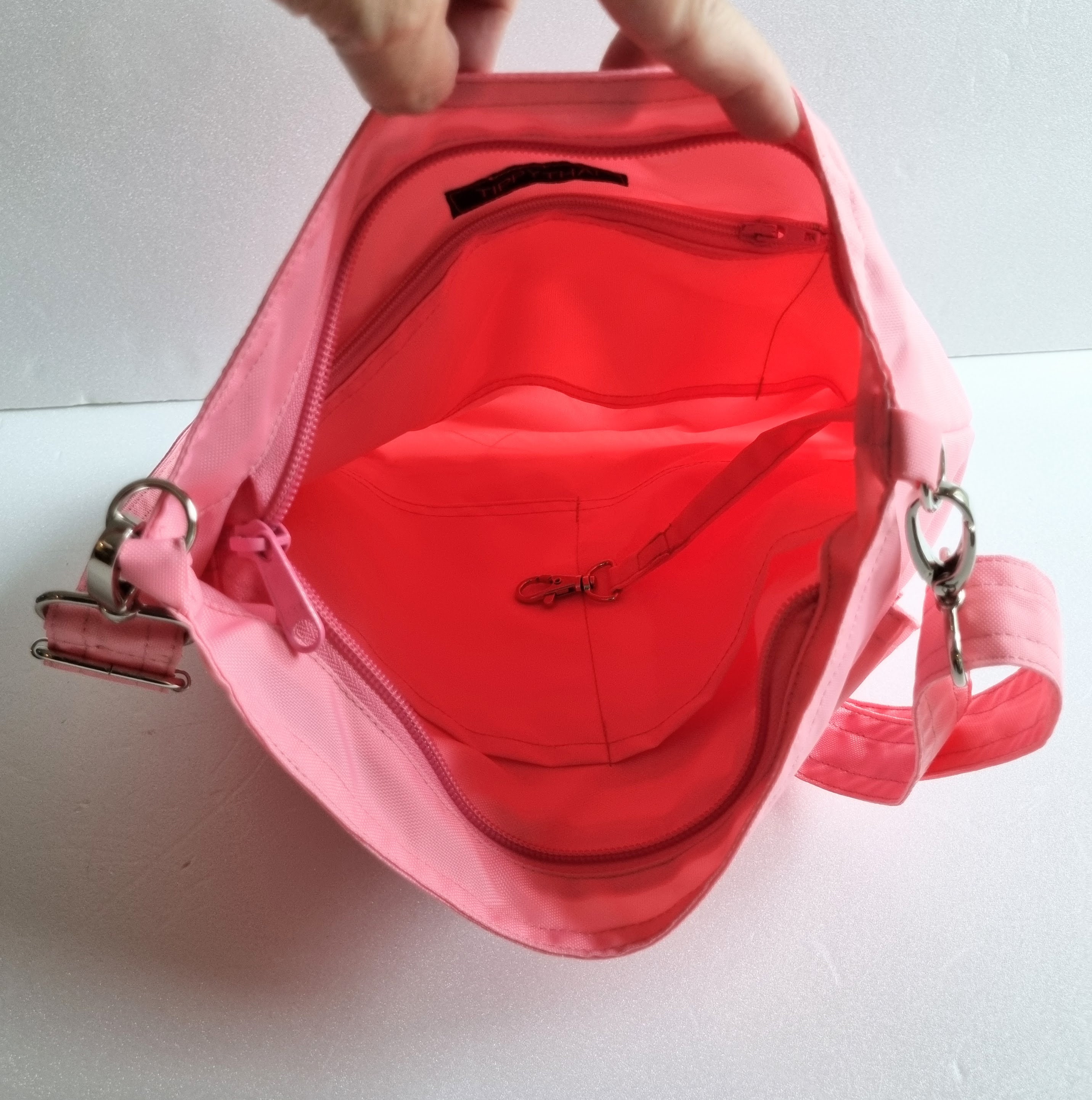 Pink Water Resistant Nylon Messenger Bag - Shoulder Bag