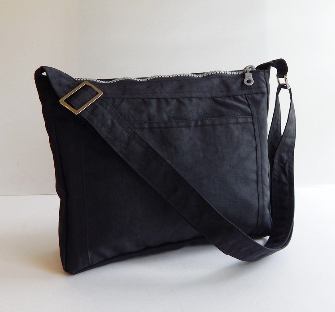 Black Water Resistant Nylon Bag Cross Body Bag, Small Messenger Bag ...