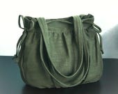 Forest Green Hemp Bag, Women Purse, Tote, Everyday Bag, Work