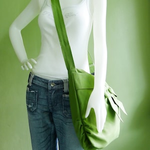 Pear Green Canvas Bag, women messenger bag, everyday bag with bow, crossbody bag, travel bag, gift for her JESSICA image 4