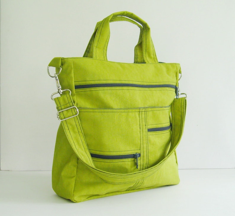 Apple Green Water-Resistant Nylon Bag laptop bag, Diaper bag, Messenger bag, Tote, Travel bag, Women work bag, everyday bag MELISSA image 3