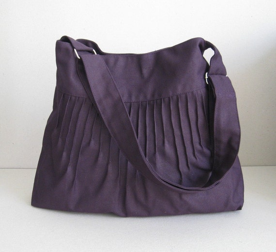 Deep Purple Canvas Multi-purpose Bag Crossbody Bag, Women Messenger Bag,  Travel Bag, Small Diaper Bag, Gift for Her Blythe 