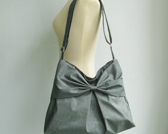 Grey Water-resistant Bag, Nylon, Bow, Light Weight Bag