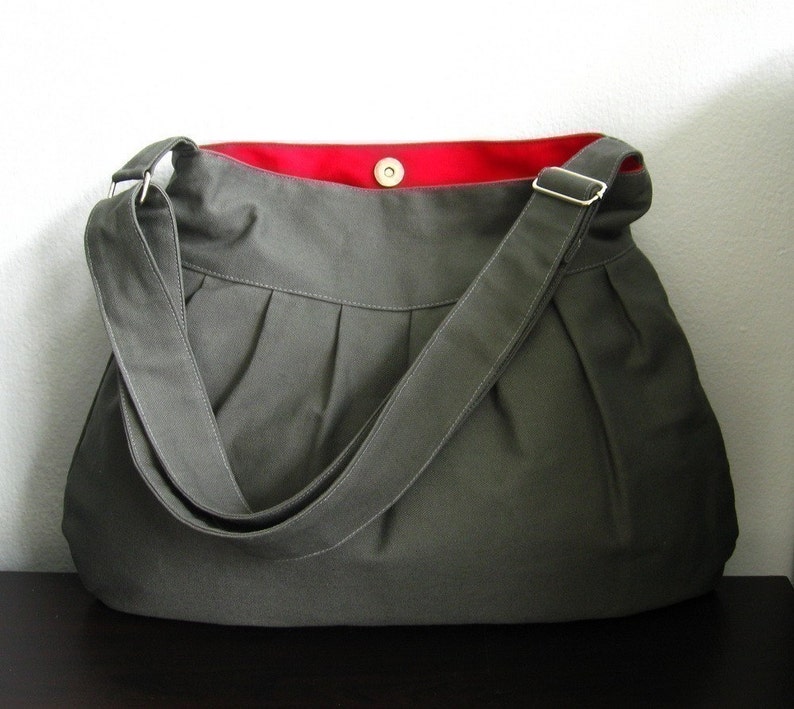 Sale Grey Canvas Messenger Bag everyday bag diaper bag Etsy