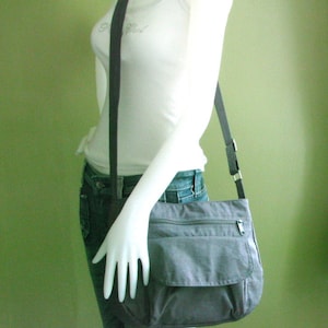 Grey Water Resistant Nylon Messenger Bag Shoulder bag, Crossbody bag, Travel bag, light weight bag, custom made women everyday bag PATTY image 4