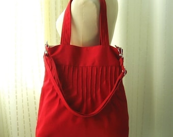 Rote Canvas Taschen - Schultertasche, Windeltasche, Messenger bag, Tote, Reisetasche, Damen - Irene