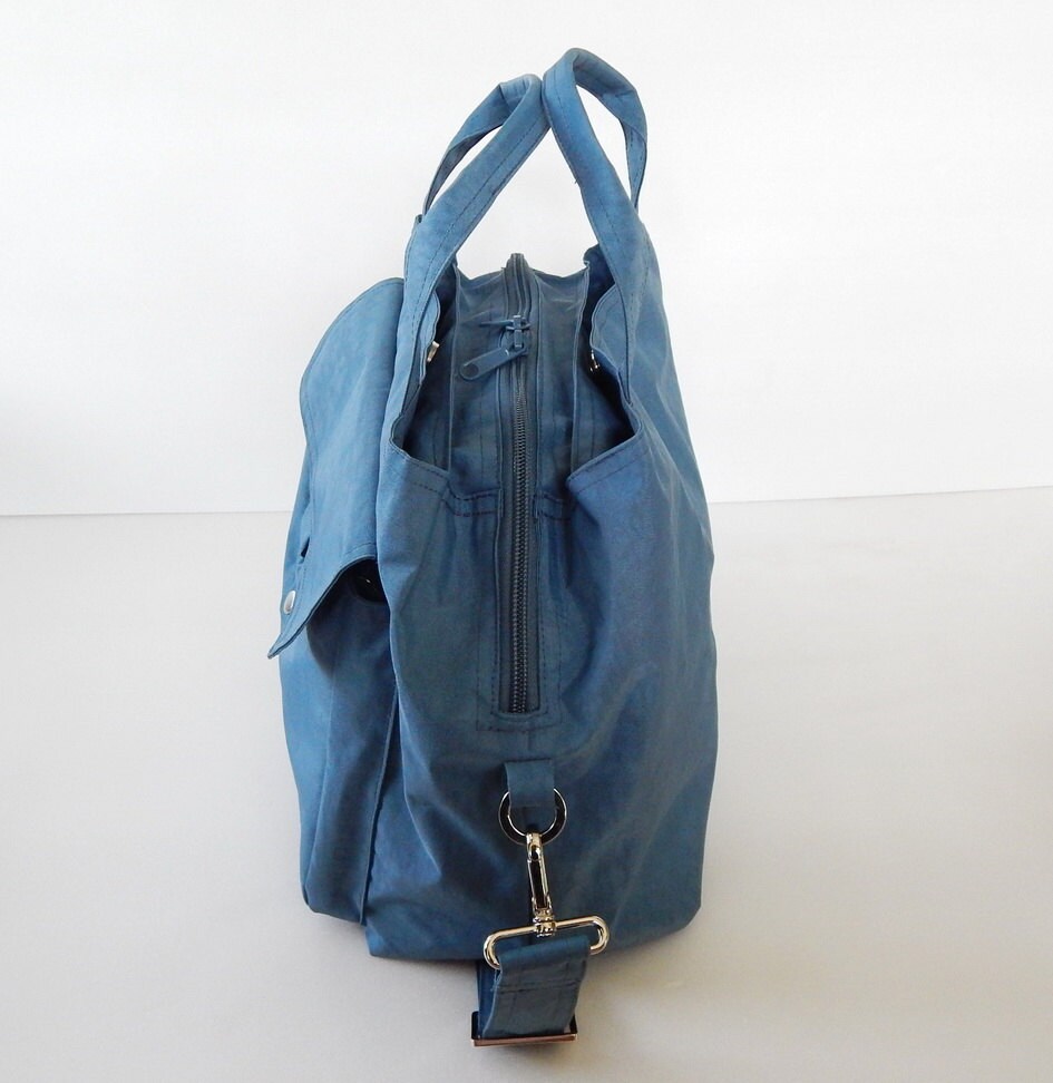 Water Resistant Nylon Bag in Dark Sky Blue Messenger | Etsy