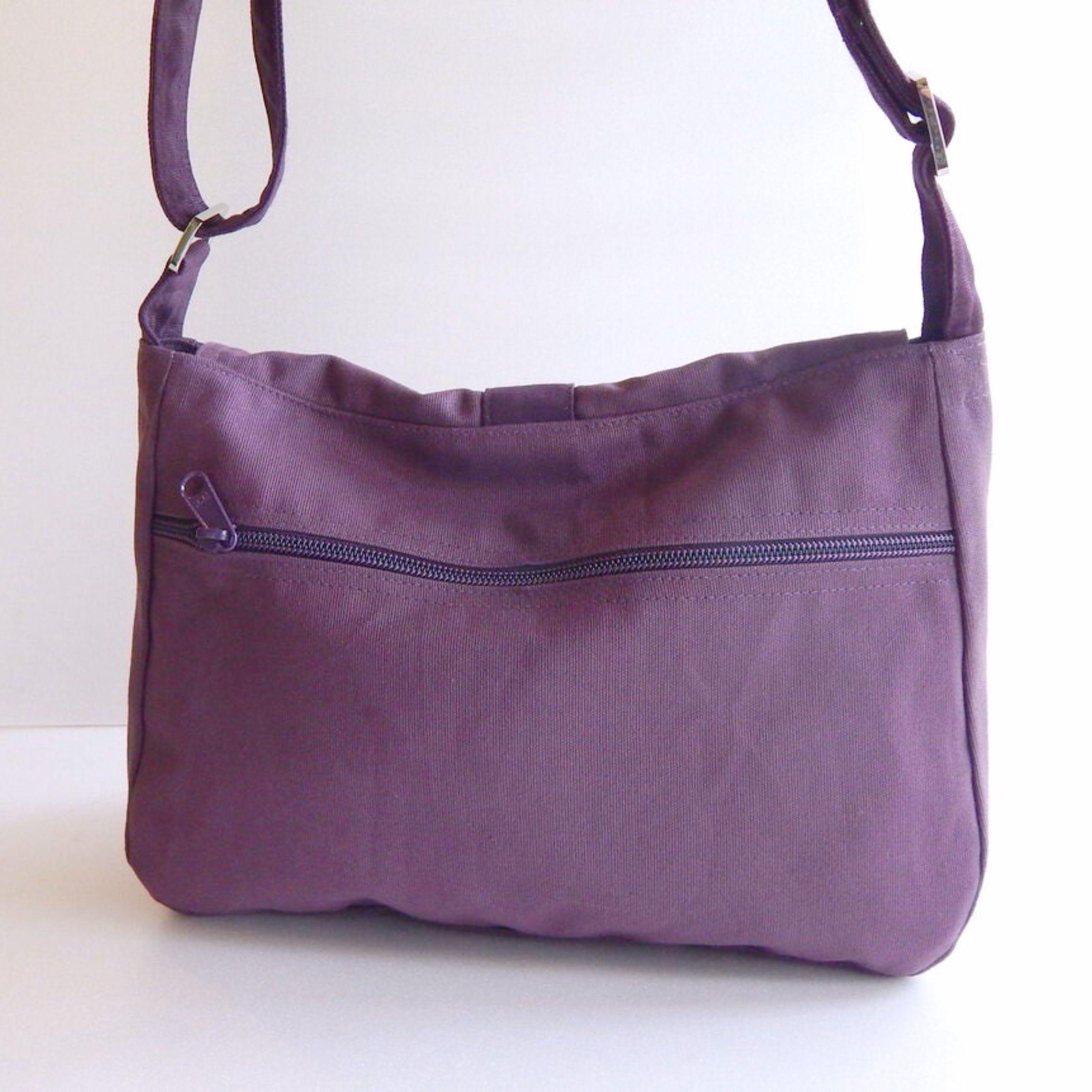 Plum Canvas Messenger Bag, Crossbody Bag, Laptop Bag, Women Plum Canvas Messenger Bag, Crossbody Bag, Laptop Bag, Women