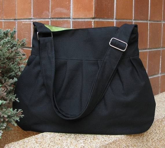Sale Black Canvas Bag with Pear Lining purse tote Etsy
