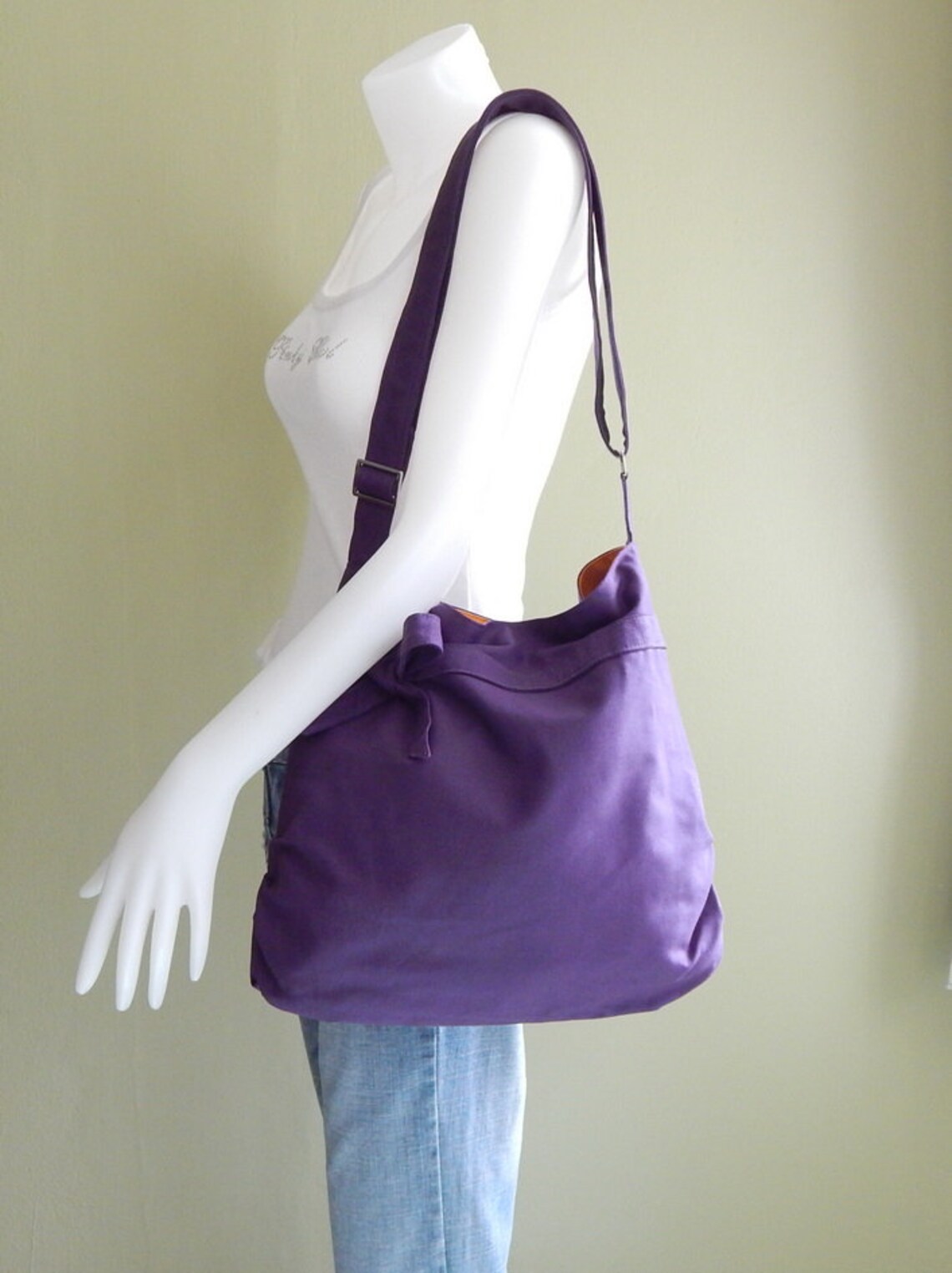 Deep Purple Light Weight Canvas Bag Women Handbag Everyday Etsy