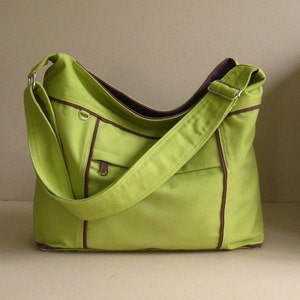 Pear Canvas Messenger Bag - diaper bag, everyday canvas bag, crossbody bag, stylish, women shoulder bag, carry all travel bag - Kira
