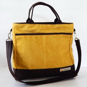 Sac en nylon résistant à l'eau jaune doré Sac messager, fourre-tout, sac de voyage, sac à langer, sac à bandoulière, sac de transport pour femme CINDY image 1