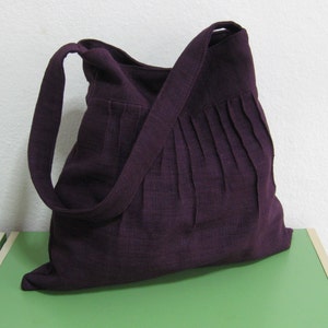 Dunkelviolette Tasche aus reinem Hanf - KIMMY - Umhängetasche, Tasche für Frauen, mittelgroße Tasche, leichte Tasche
