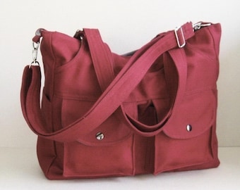 Braune Wickeltasche - Messenger Bag mit 3 Fächern - JILL