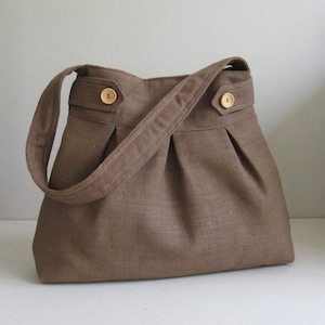 Sac en tissu de chanvre marron, sac à bandoulière, sac à main pour femme, sac unique, sac en chanvre naturel, sac à main de tous les jours - FLÈCHES