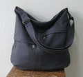 Zipper Closure Grey Cotton Twill Bag - 2 Front Pockets with Adjustable Strap, shoulder bag, cross body unisex bag, travel bag, everyday bag product logo