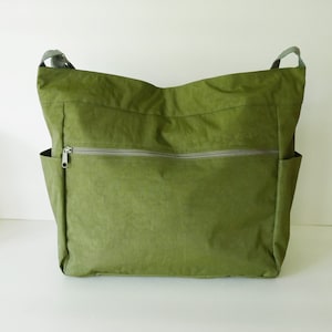 Dark Olive Water Resistant Nylon Large Messenger Bag, School Bag ...