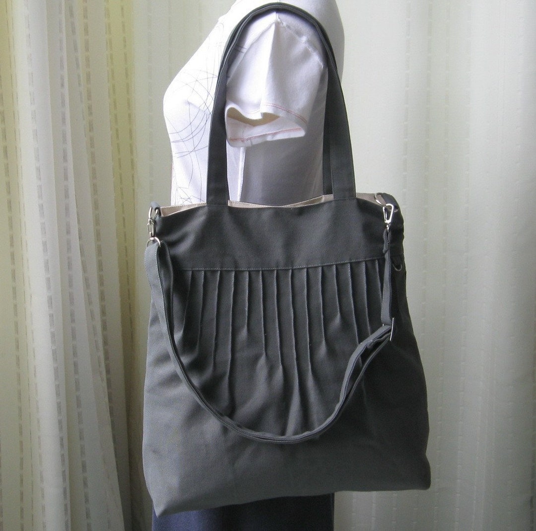Grey Canvas Messenger Bag Diaper Bag / Tote / Handbag / - Etsy
