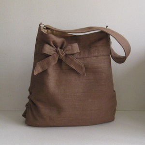 Schokobraune Hanf Umhängetasche, Alltagstasche, Reisetasche, Arbeitstasche, leichte Tasche, natürliche Hanf Geldbörse, leichte Tasche - DESSERT