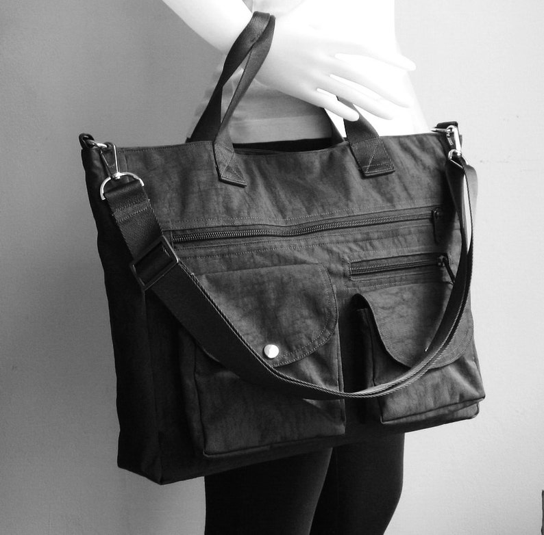 Water Resistant Nylon All purpose Bag, shoulder bag, tote, crossbody bag, diaper bag, zipper closure, handbag Claire image 4