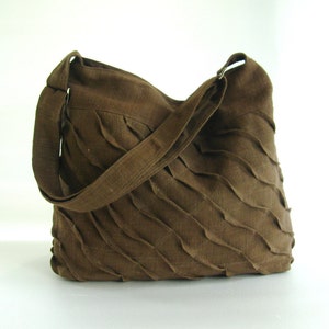 Sac messager en chanvre brun chocolat, sac à bandoulière, sac à langer unique, sac à motif élégant, sac pour femme de tous les jours, cadeau pour elle, léger - Rebecca