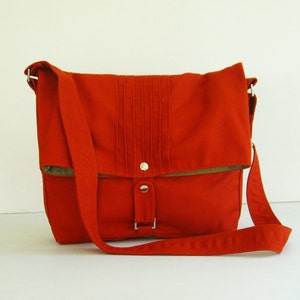 Sac messager en toile orange brûlé, sac à bandoulière, sac à bandoulière pour femme, cadeau pour elle, sac de tous les jours - FIONA