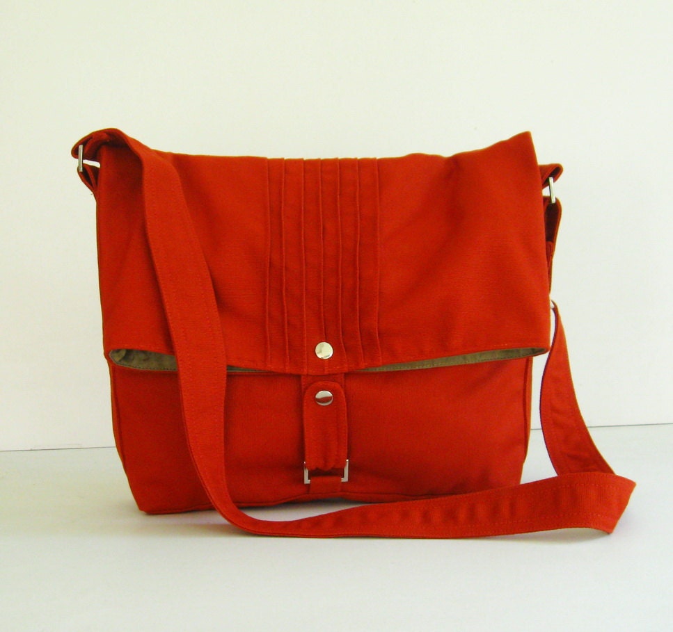 Sale Canvas Bag in Burnt Orange Messenger / Diaper bag / Etsy